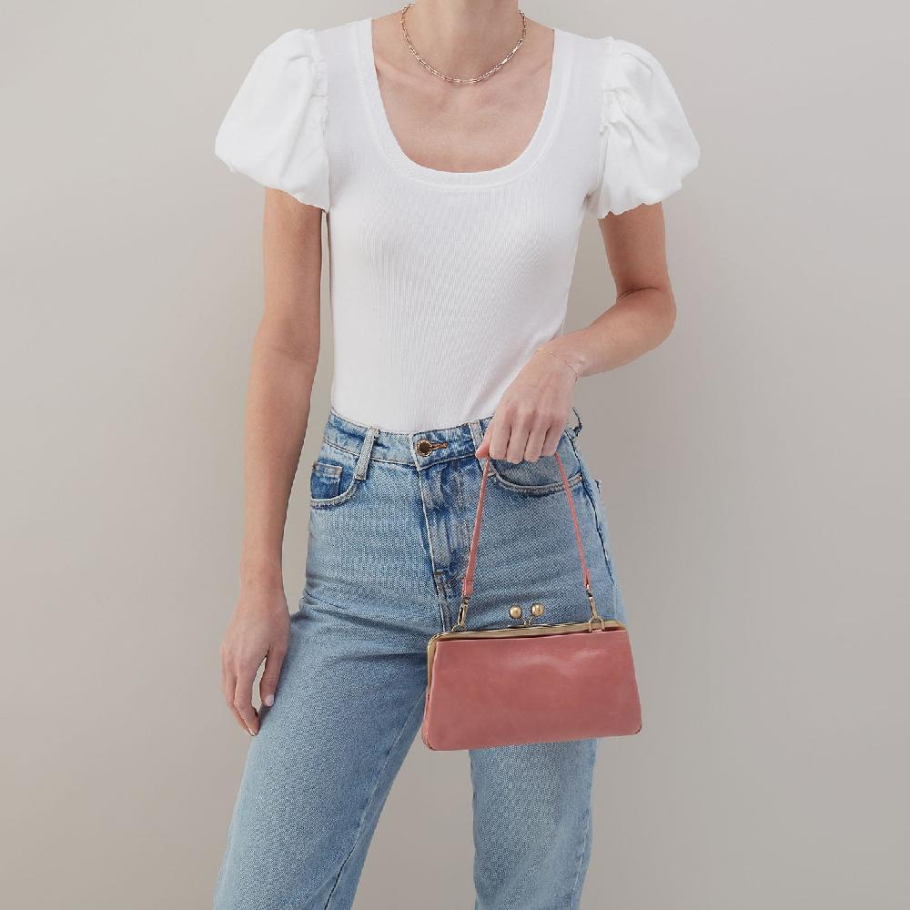 Hobo Lauren Frame Crossbody Polished Leather| Rose