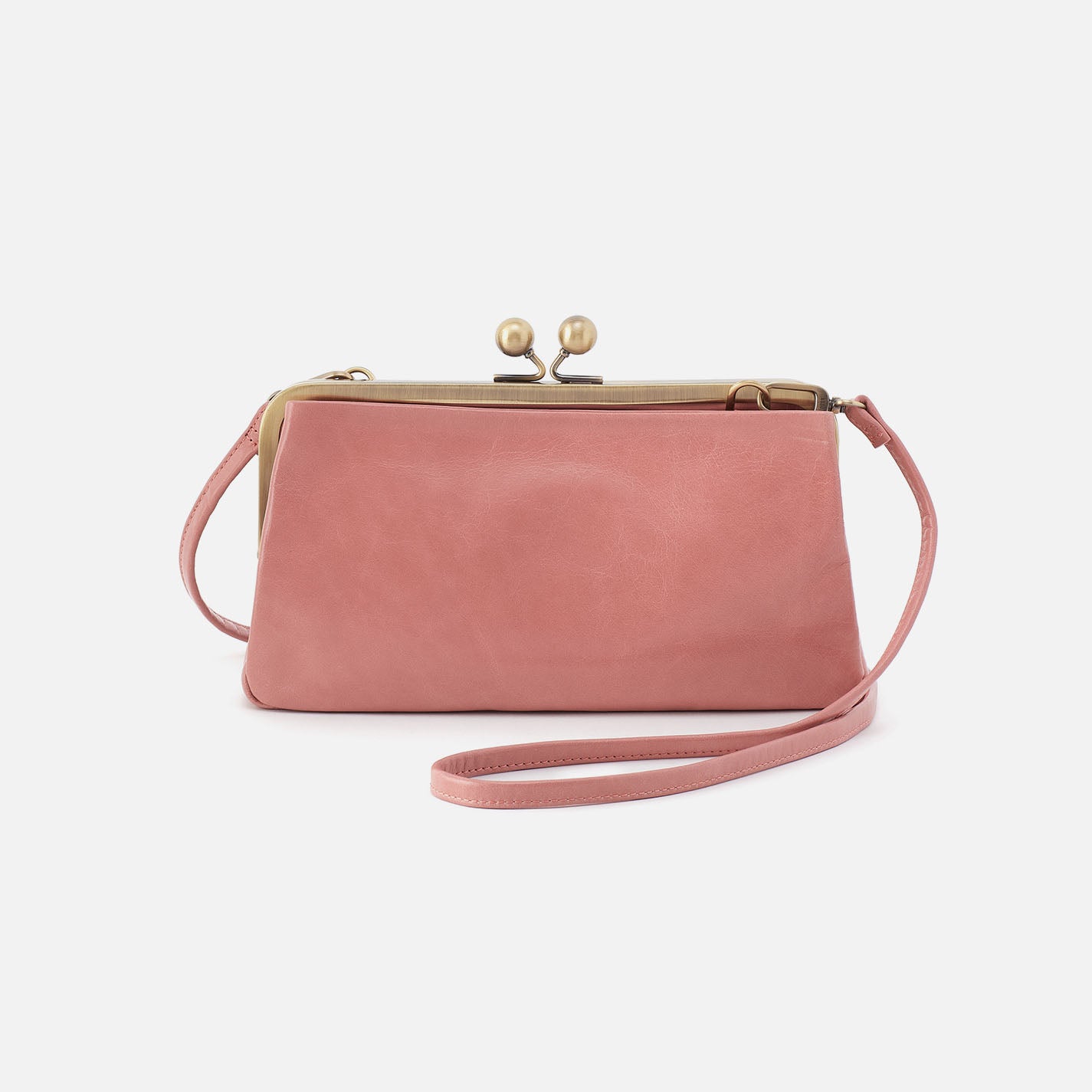hobo Lauren Frame Crossbody Polished Leather| Rose