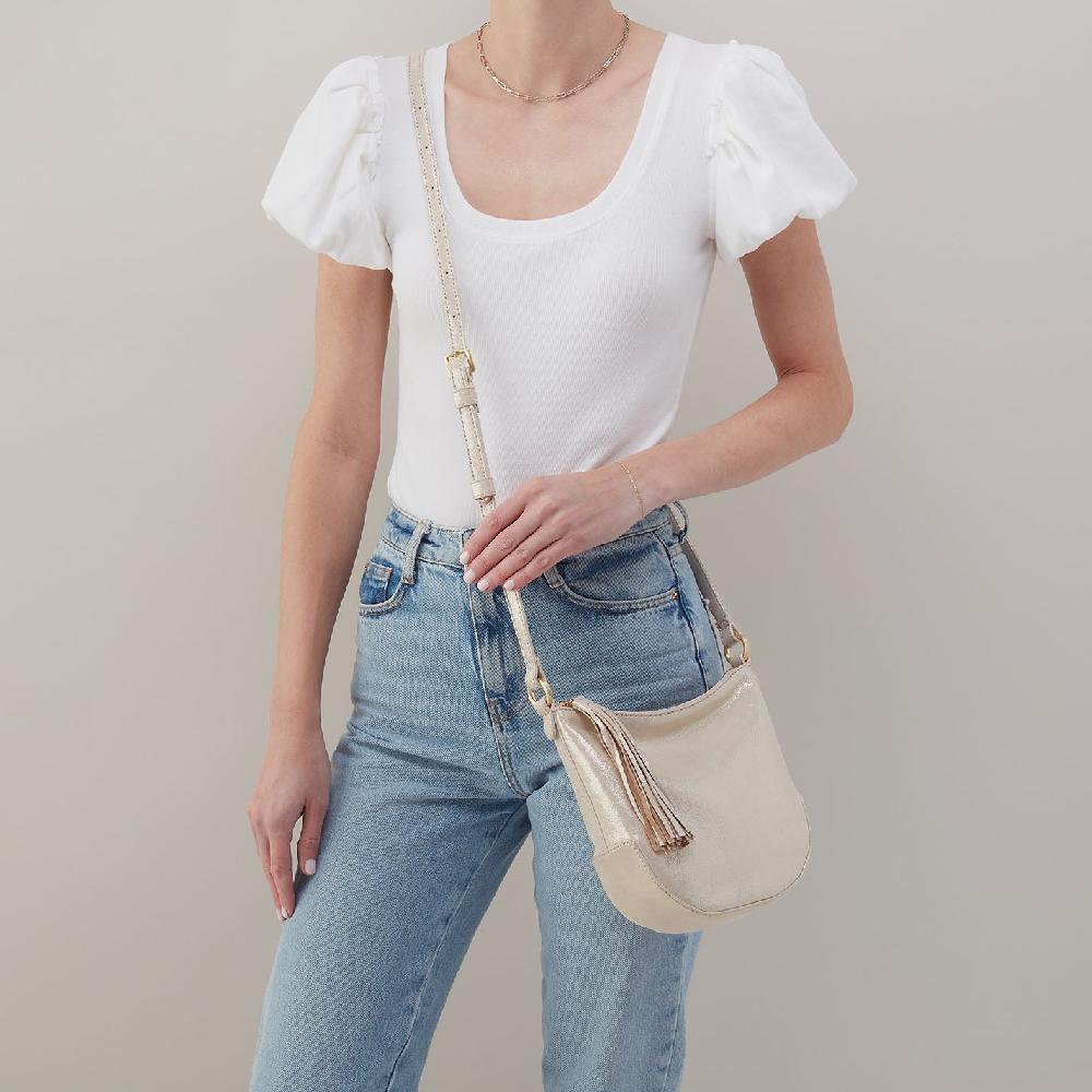 Hobo Lexi Crossbody Metallic Leather| Sand Shimmer