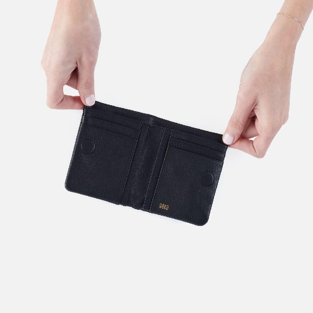 Hobo Lumen Mini Wallet Pebbled Leather| Black