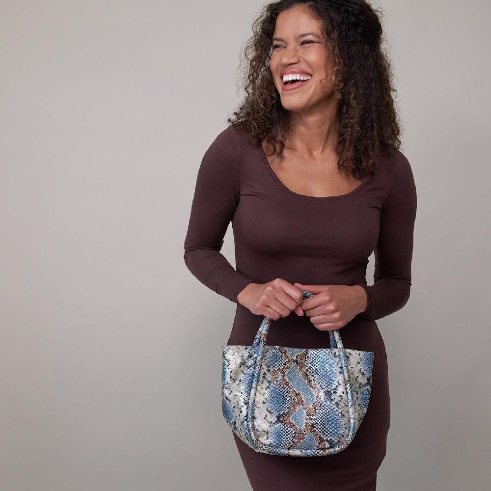 Hobo Margot Satchel Printed Leather| Blue Tempest