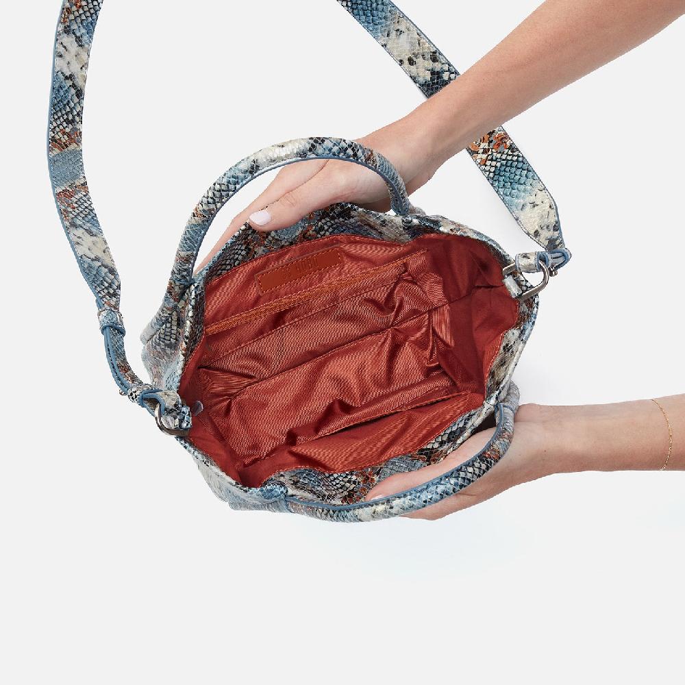 Hobo Margot Satchel Printed Leather| Blue Tempest