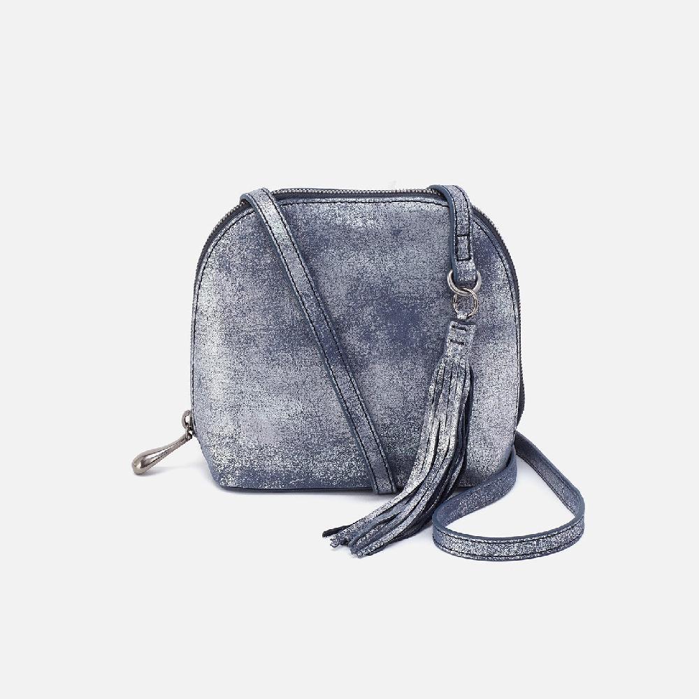 hobo Nash Crossbody Metallic Leather| Blue Pewter