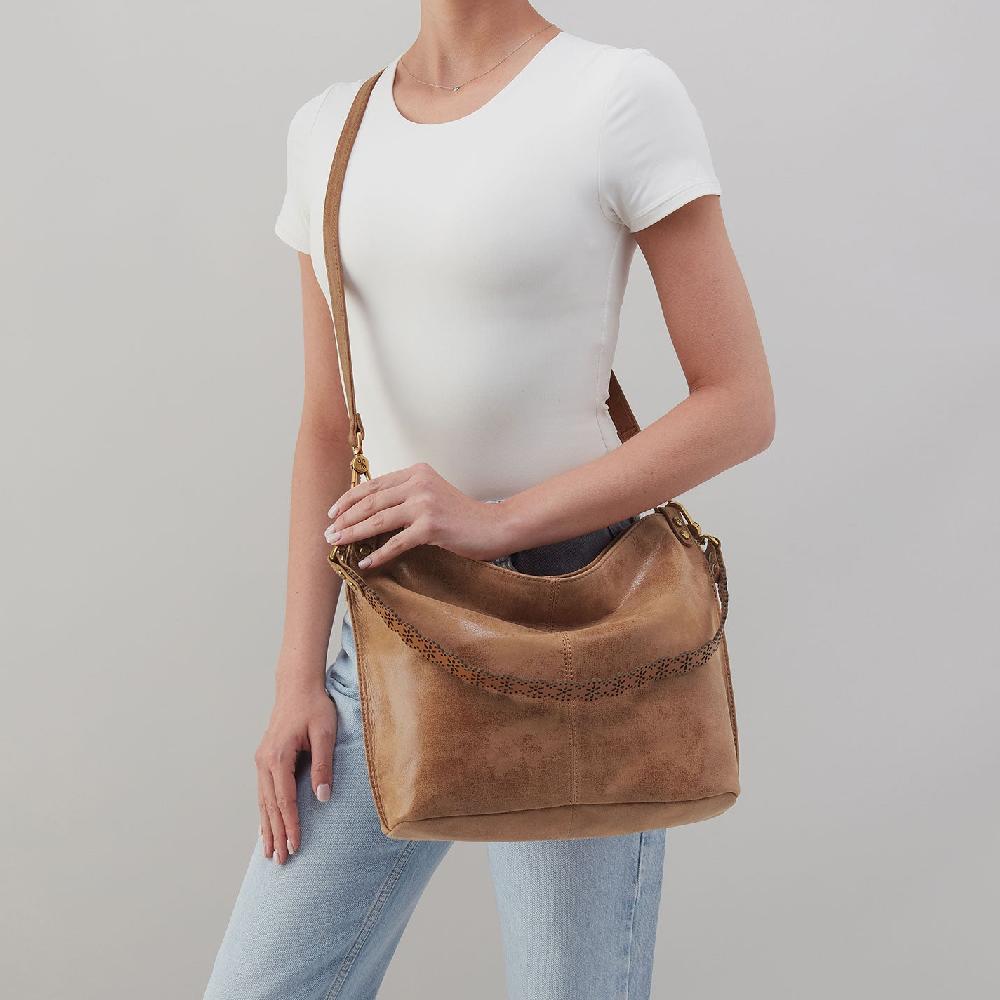 Hobo Pier Shoulder Bag Buffed Leather| Whiskey