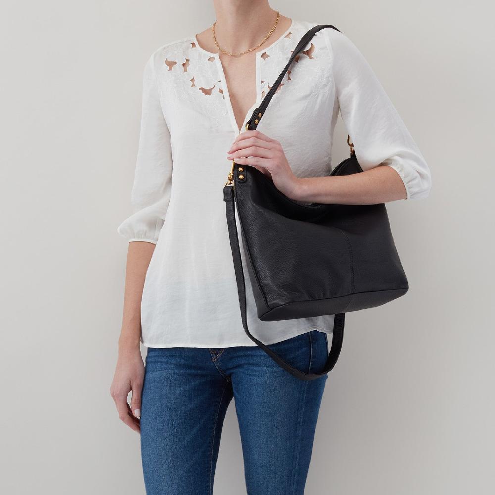 Hobo Pier Shoulder Bag Pebbled Leather| Black