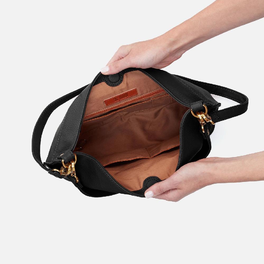 Hobo Pier Shoulder Bag Pebbled Leather| Black