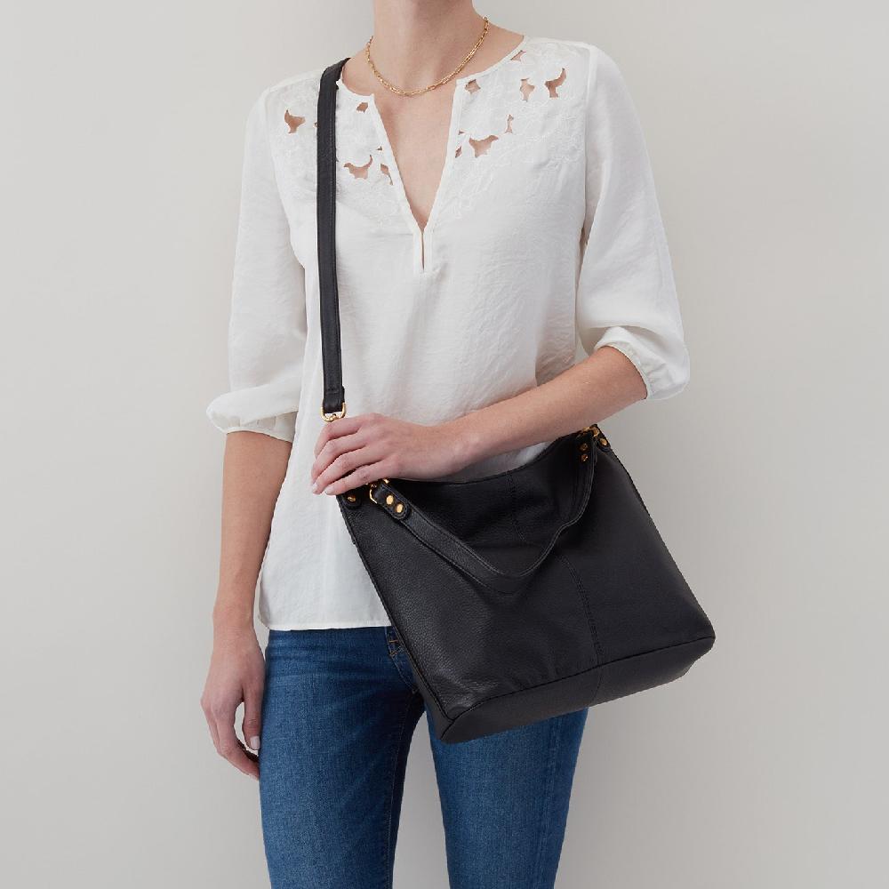 Hobo Pier Shoulder Bag Pebbled Leather| Black