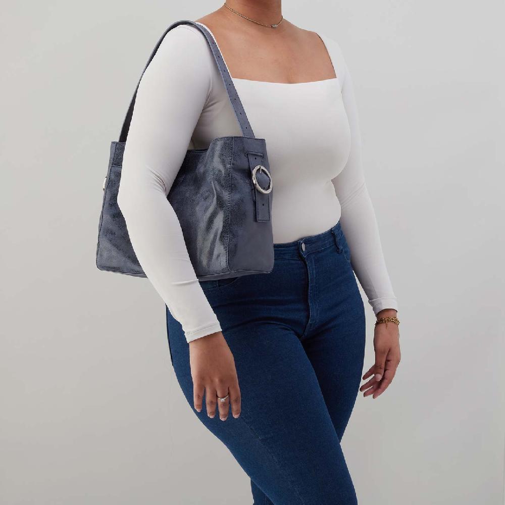 Hobo Render Shoulder Bag Buffed Leather| Indigo Sky