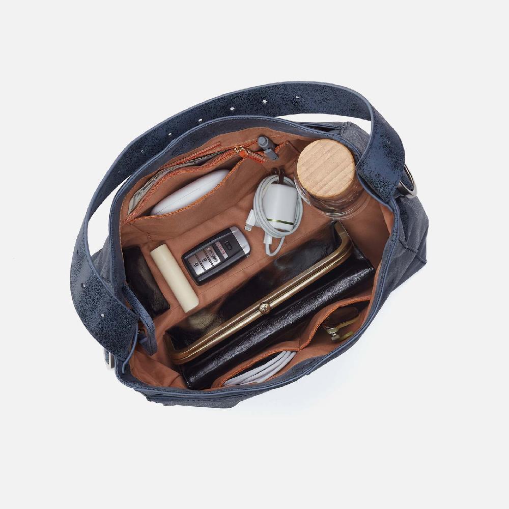 Hobo Render Shoulder Bag Buffed Leather| Indigo Sky
