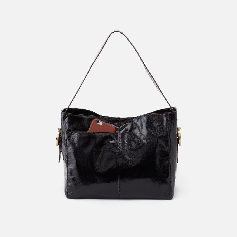 Hobo Render Shoulder Bag Polished Leather| Black
