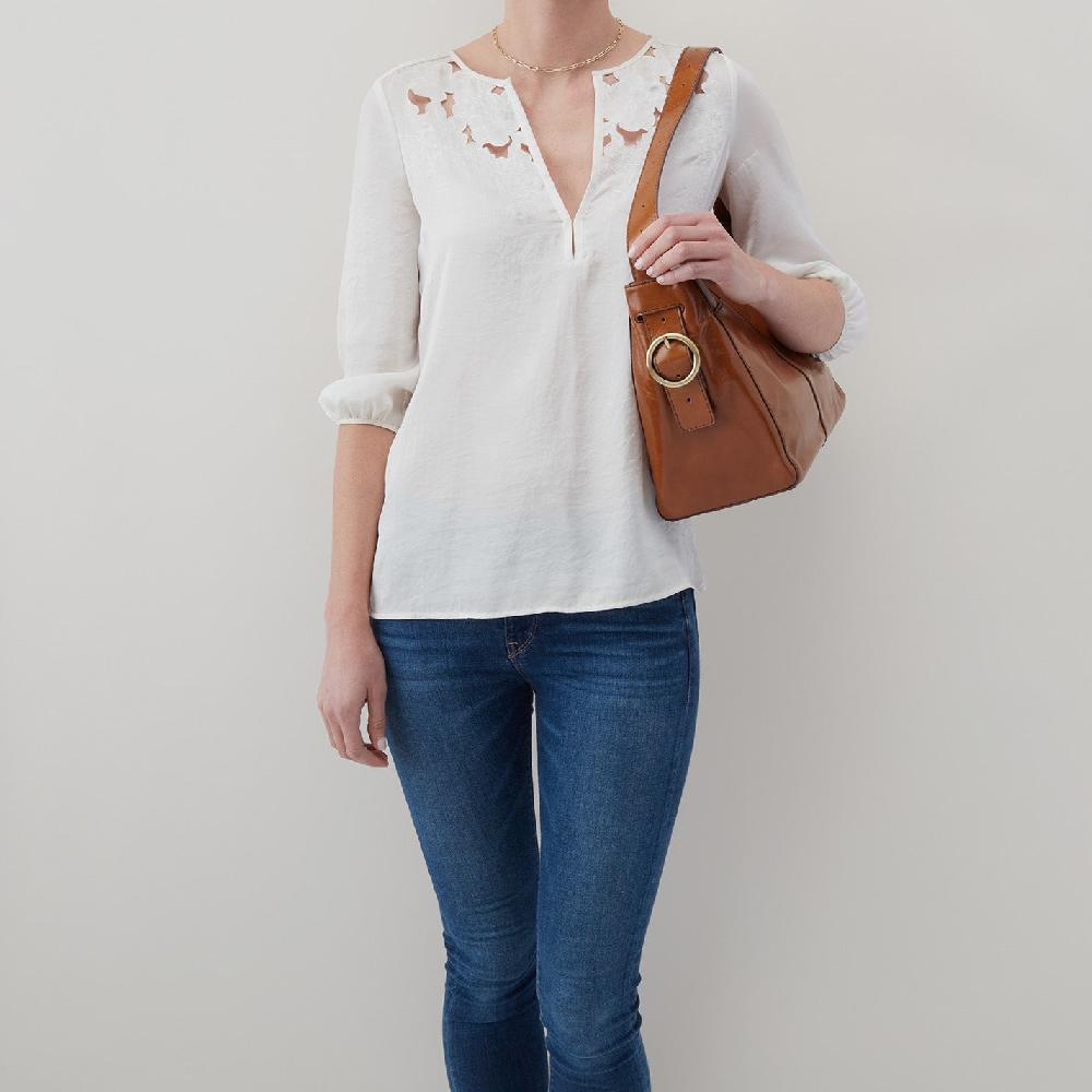 Hobo Render Shoulder Bag Polished Leather| Truffle