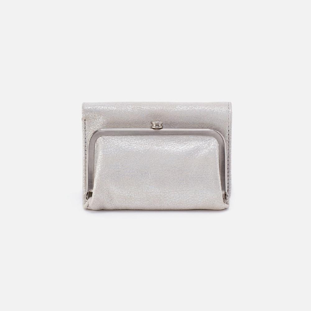 hobo Robin Compact Wallet Metallic Leather| Silver