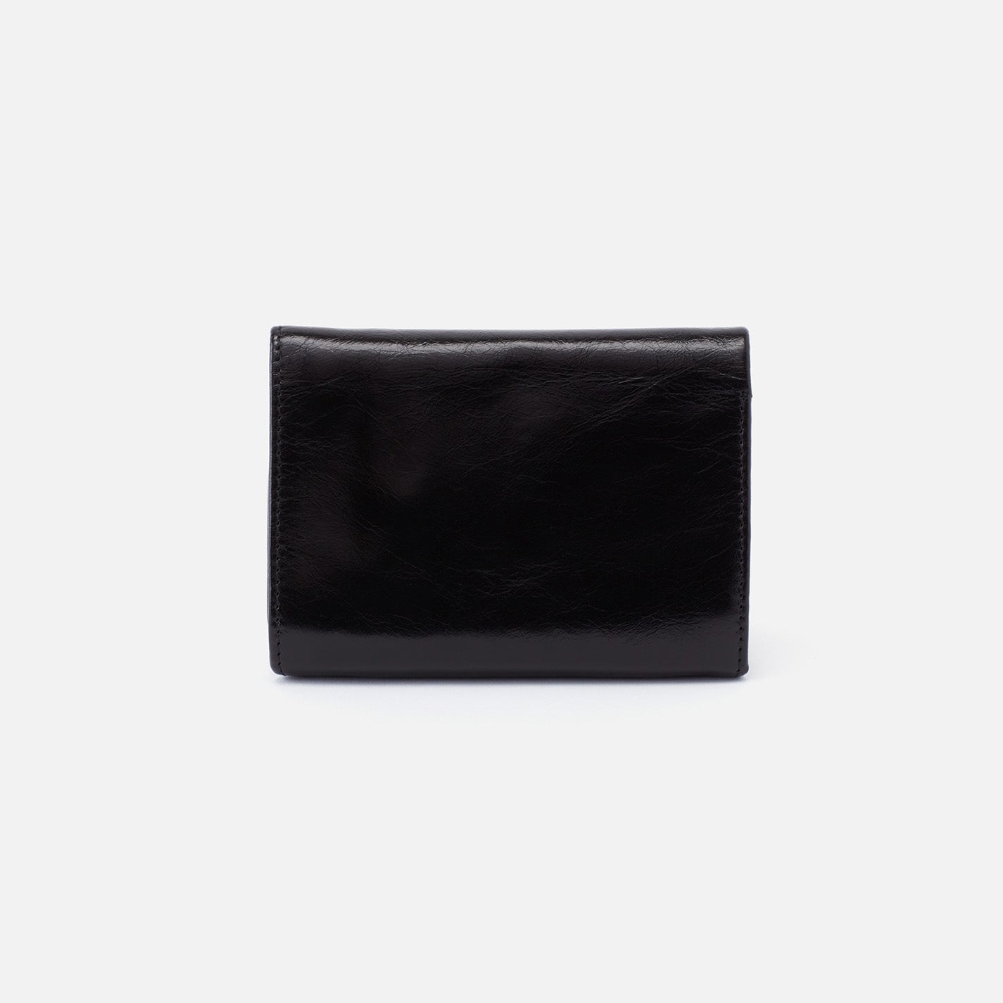 Hobo Robin Compact Wallet Polished Leather| Black