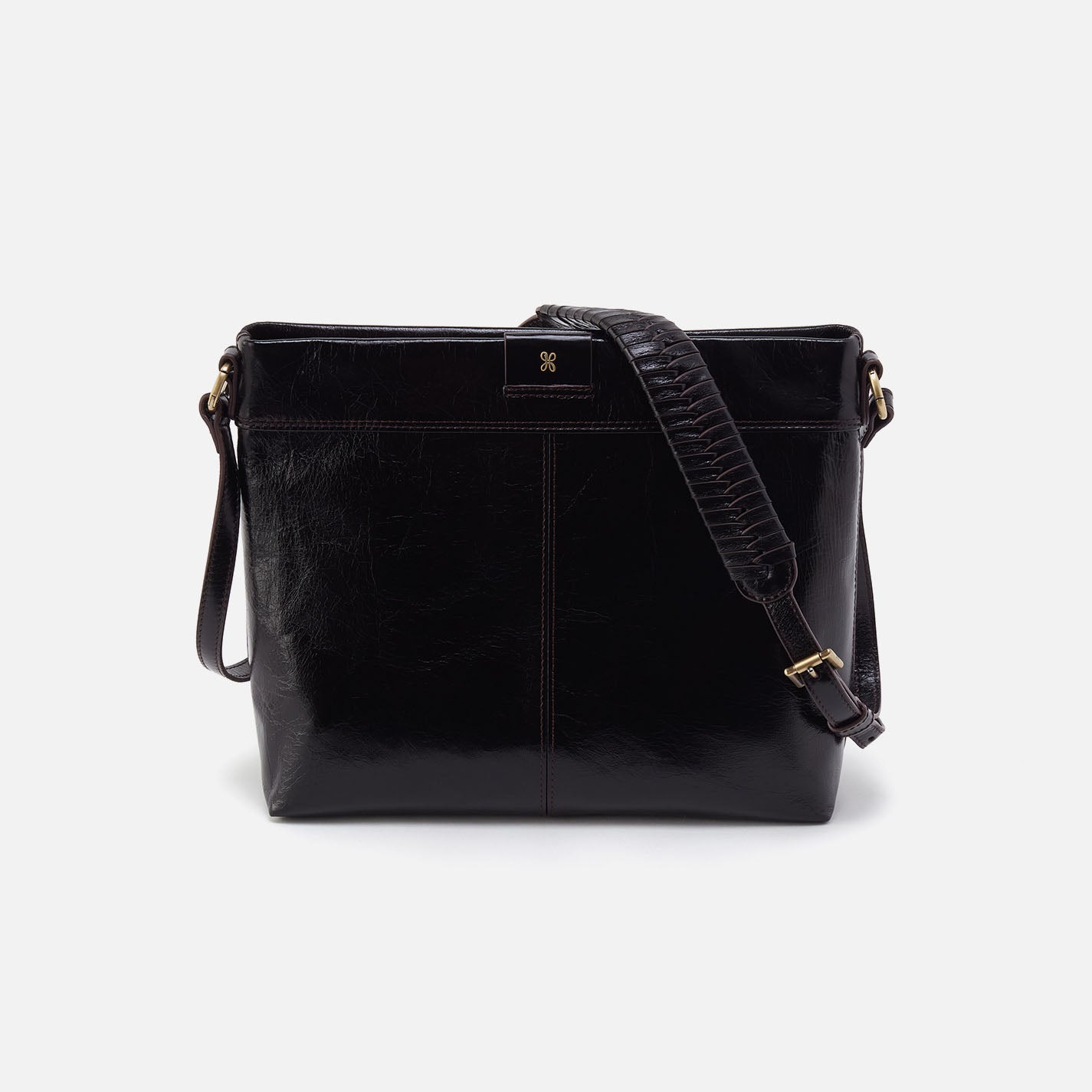 hobo Romy Medium Crossbody Polished Leather| Black
