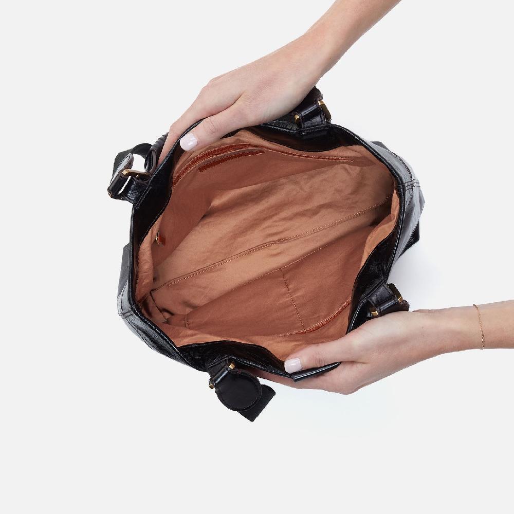 Hobo Romy Medium Tote Polished Leather| Black