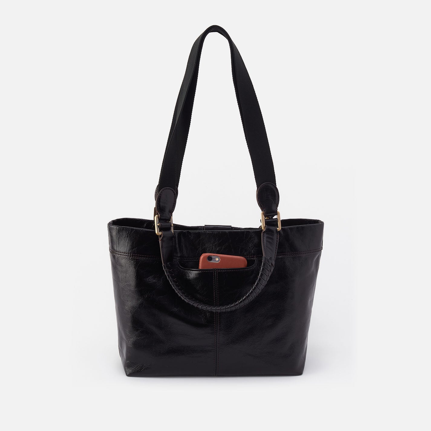 Hobo Romy Medium Tote Polished Leather| Black