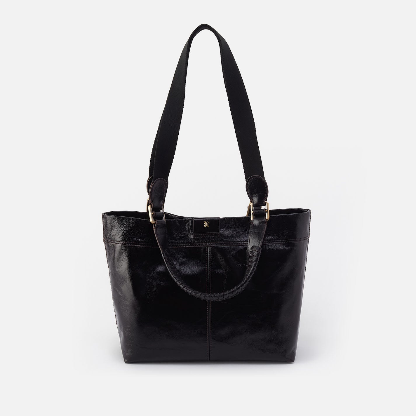 hobo Romy Medium Tote Polished Leather| Black