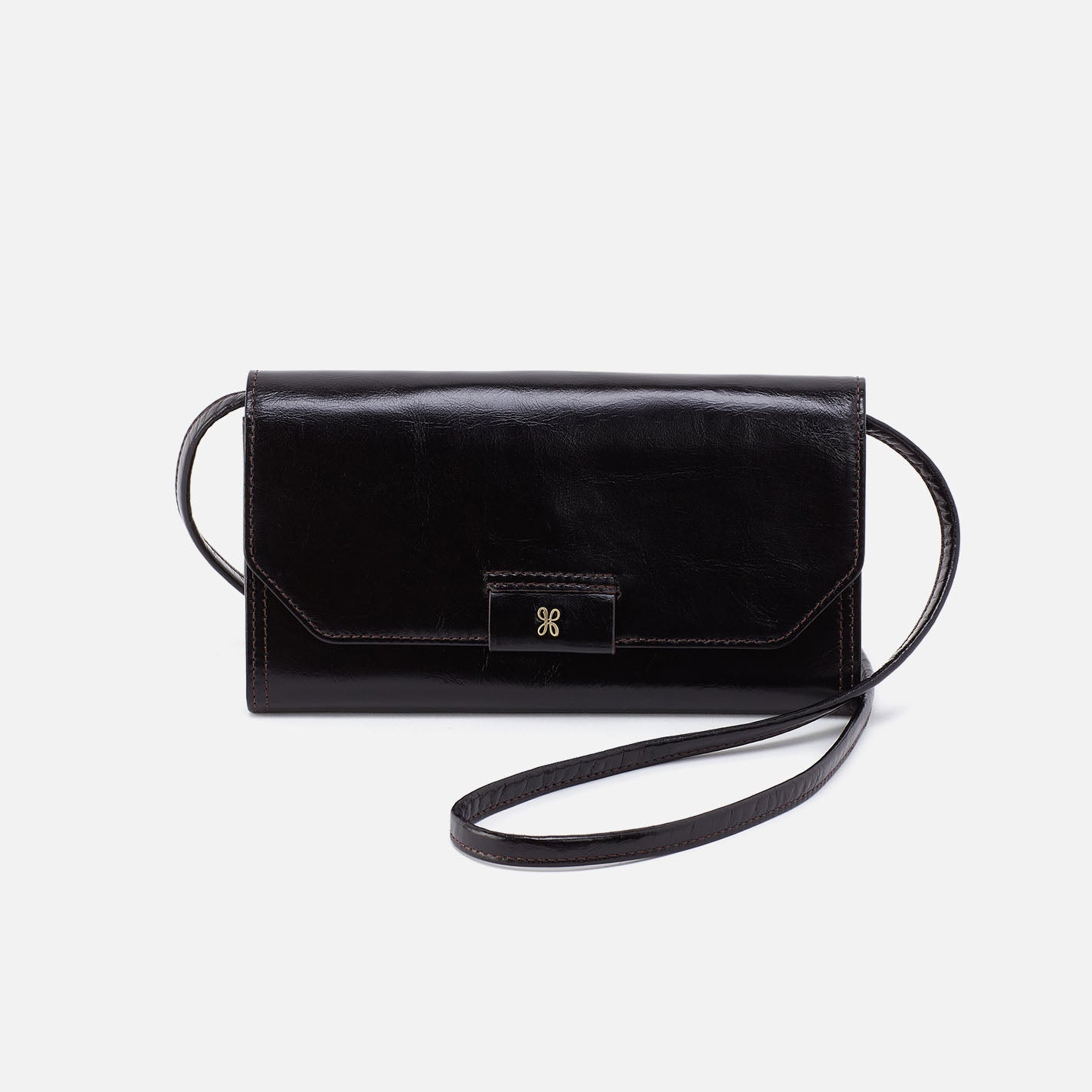 hobo Romy Wallet Crossbody Polished Leather| Black