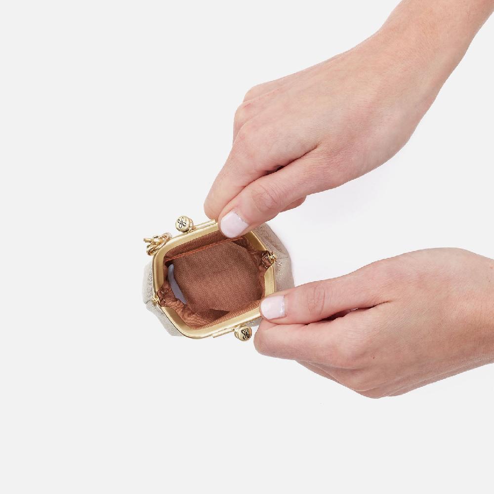 Hobo Run Frame Pouch Metallic Leather| Sand Shimmer