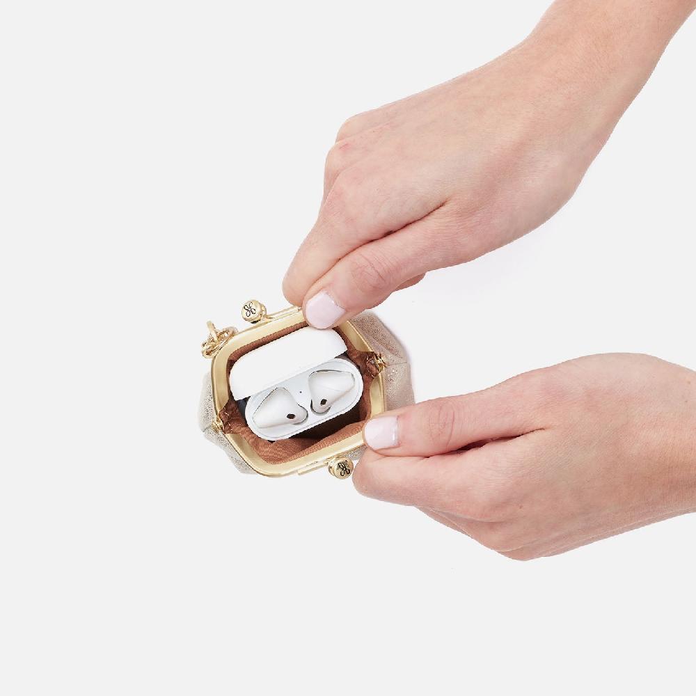 Hobo Run Frame Pouch Metallic Leather| Sand Shimmer