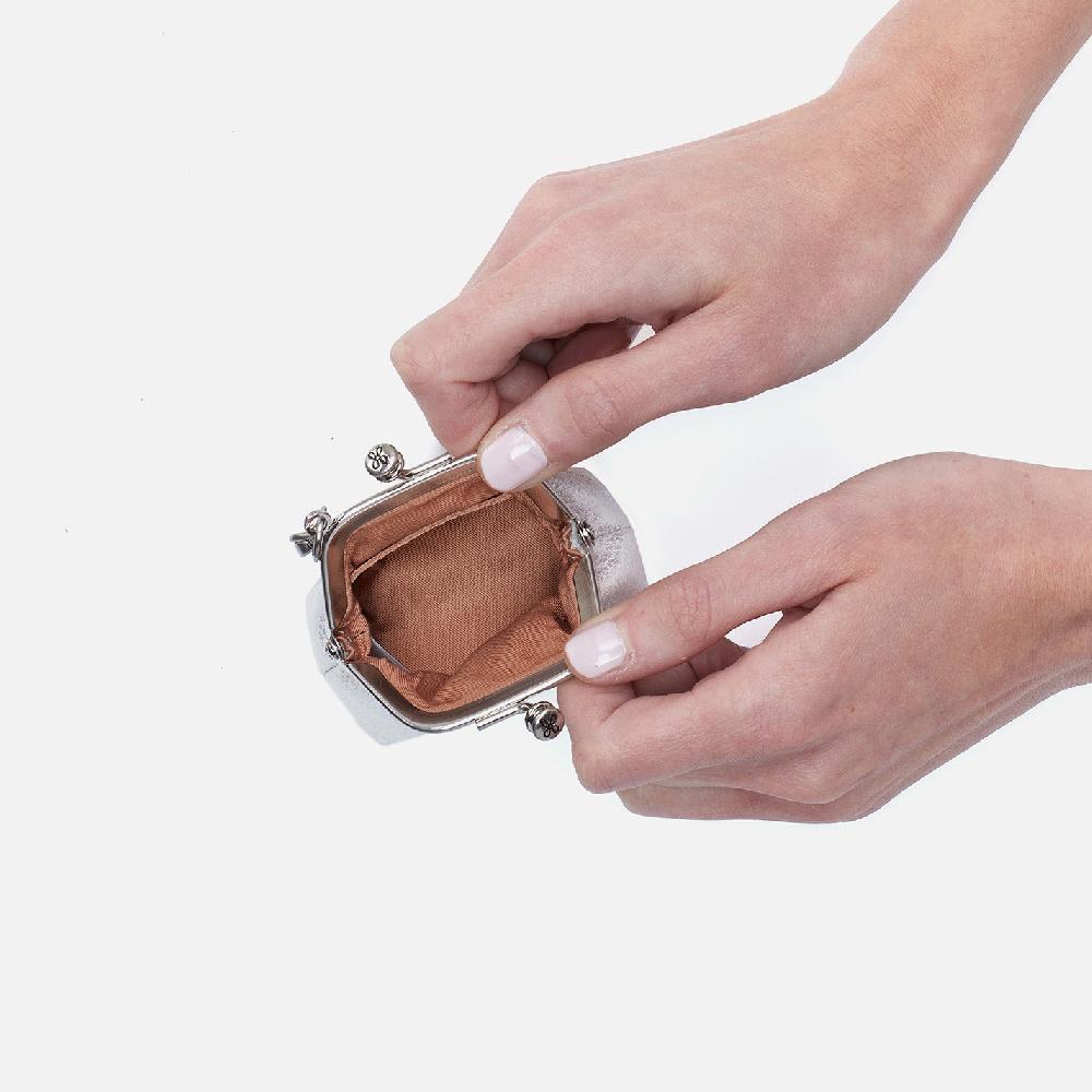 Hobo Run Frame Pouch Metallic Leather| Silver