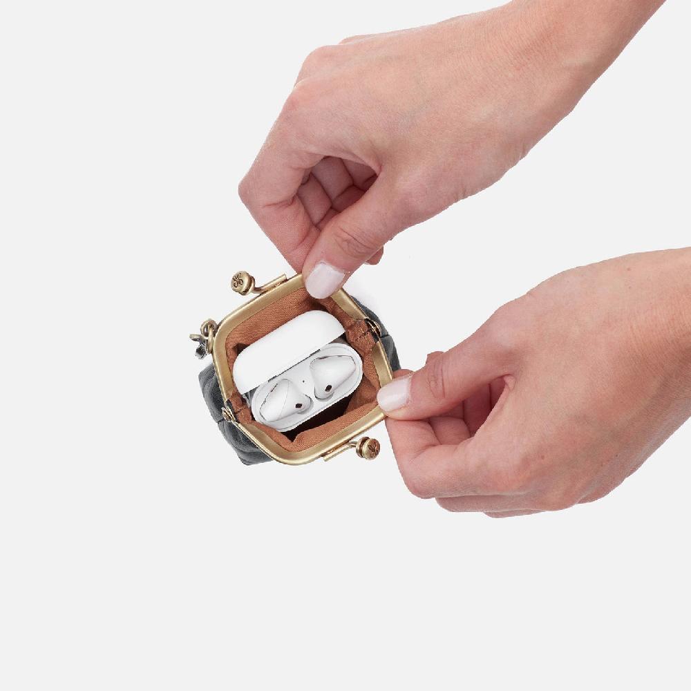 Hobo Run Frame Pouch Polished Leather| Black