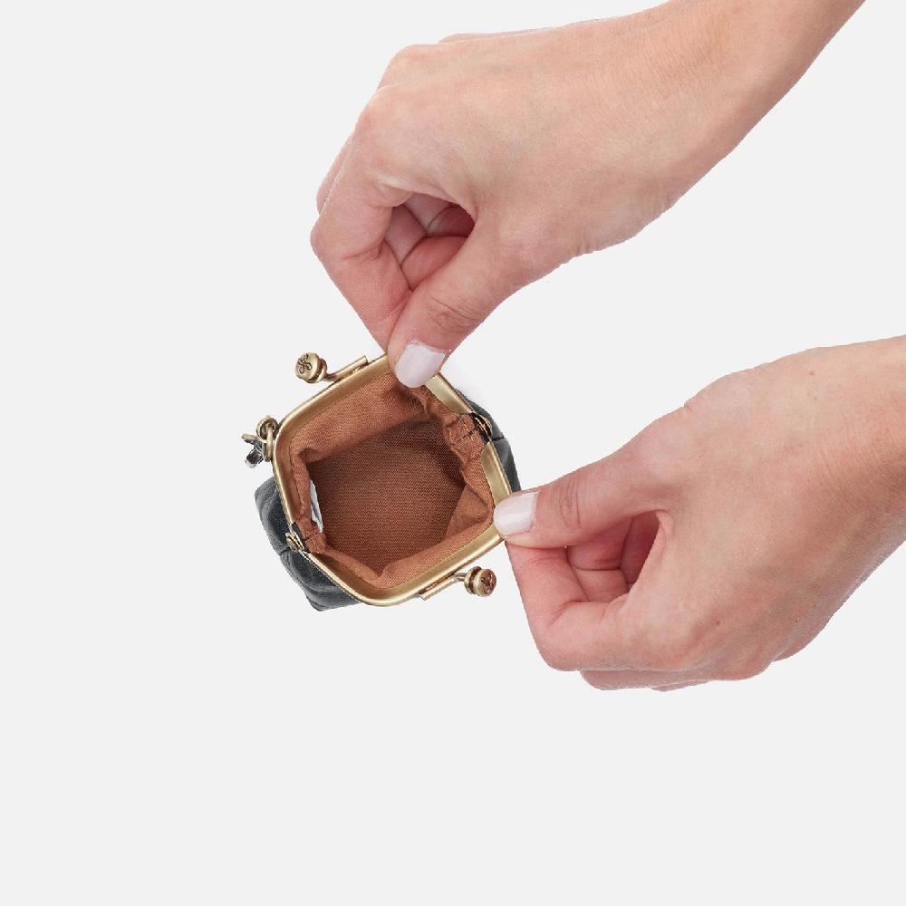 Hobo Run Frame Pouch Polished Leather| Black