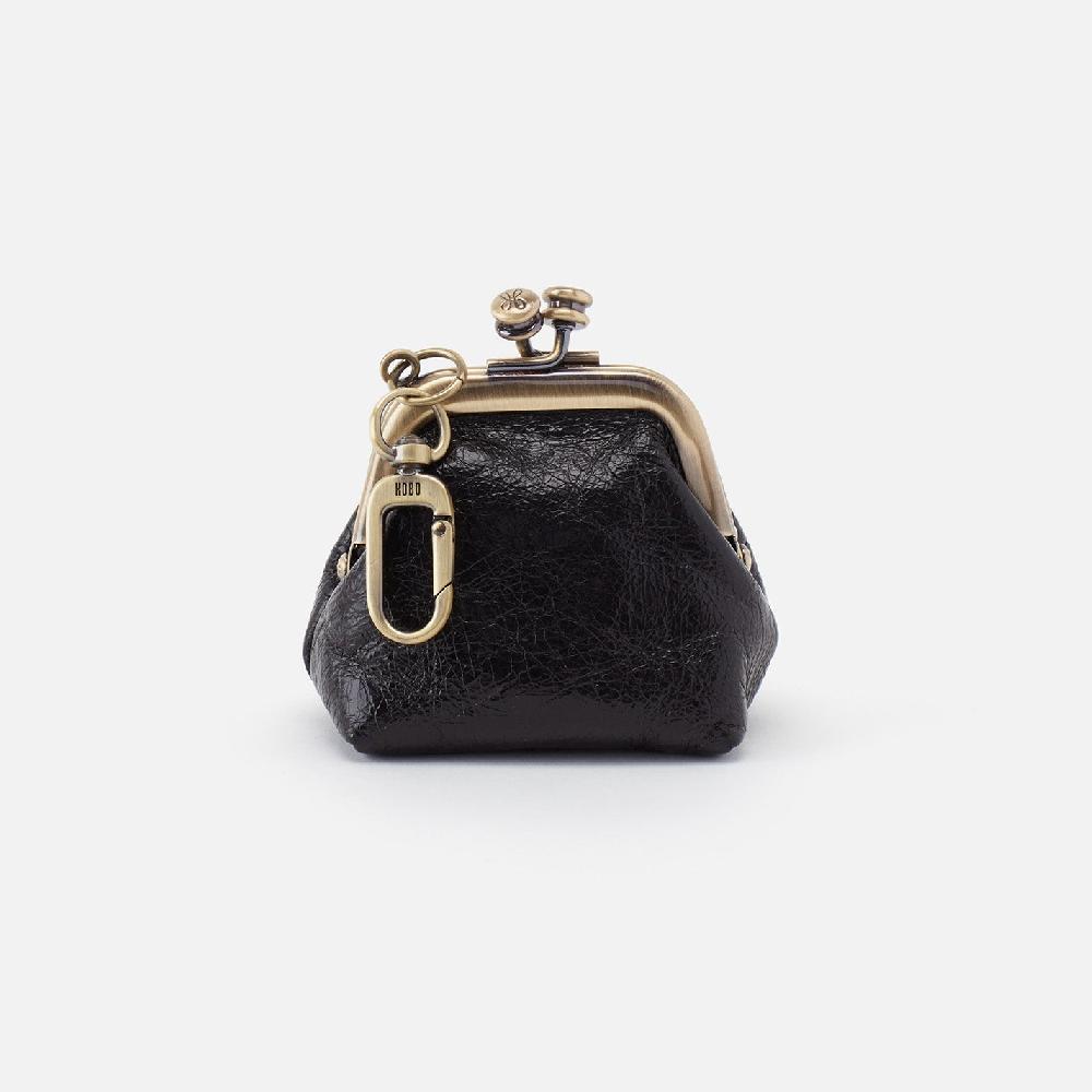 hobo Run Frame Pouch Polished Leather| Black