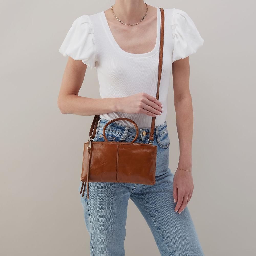 Hobo Sable Crossbody Polished Leather| Truffle