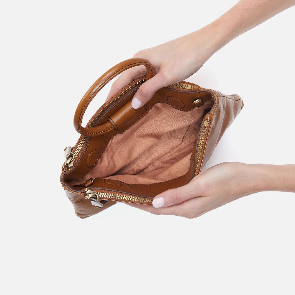 Hobo Sable Crossbody Polished Leather| Truffle