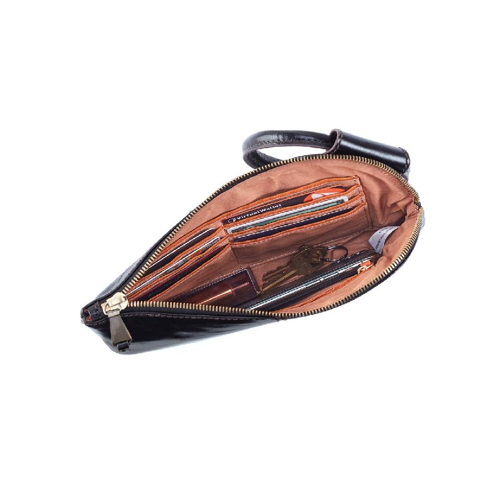 Hobo Sable Wristlet Polished Leather| Black