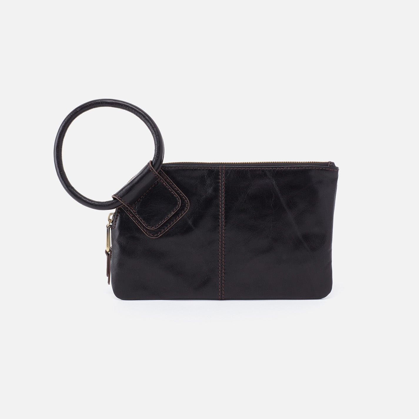 hobo Sable Wristlet Polished Leather| Black