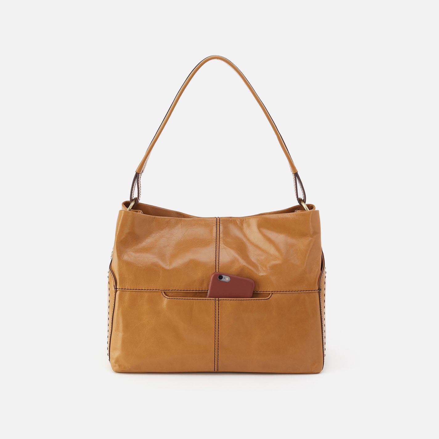 Hobo Seneca Shoulder Bag Polished Leather| Natural
