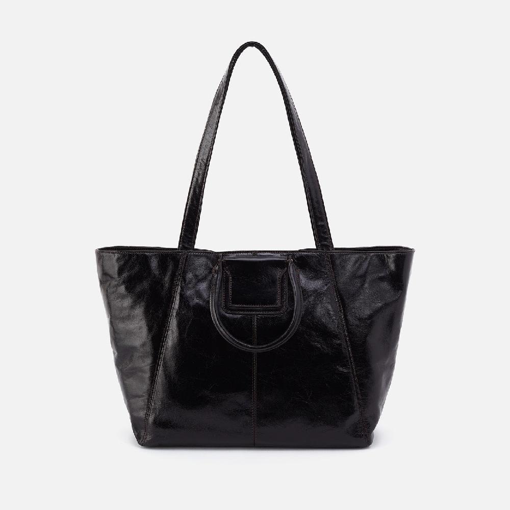 hobo Sheila East-West Tote Polished Leather| Black
