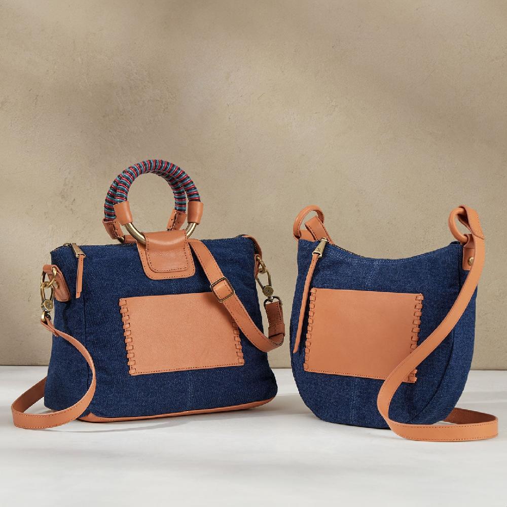 Hobo Sheila Medium Satchel Denim Fabric| Dark Denim