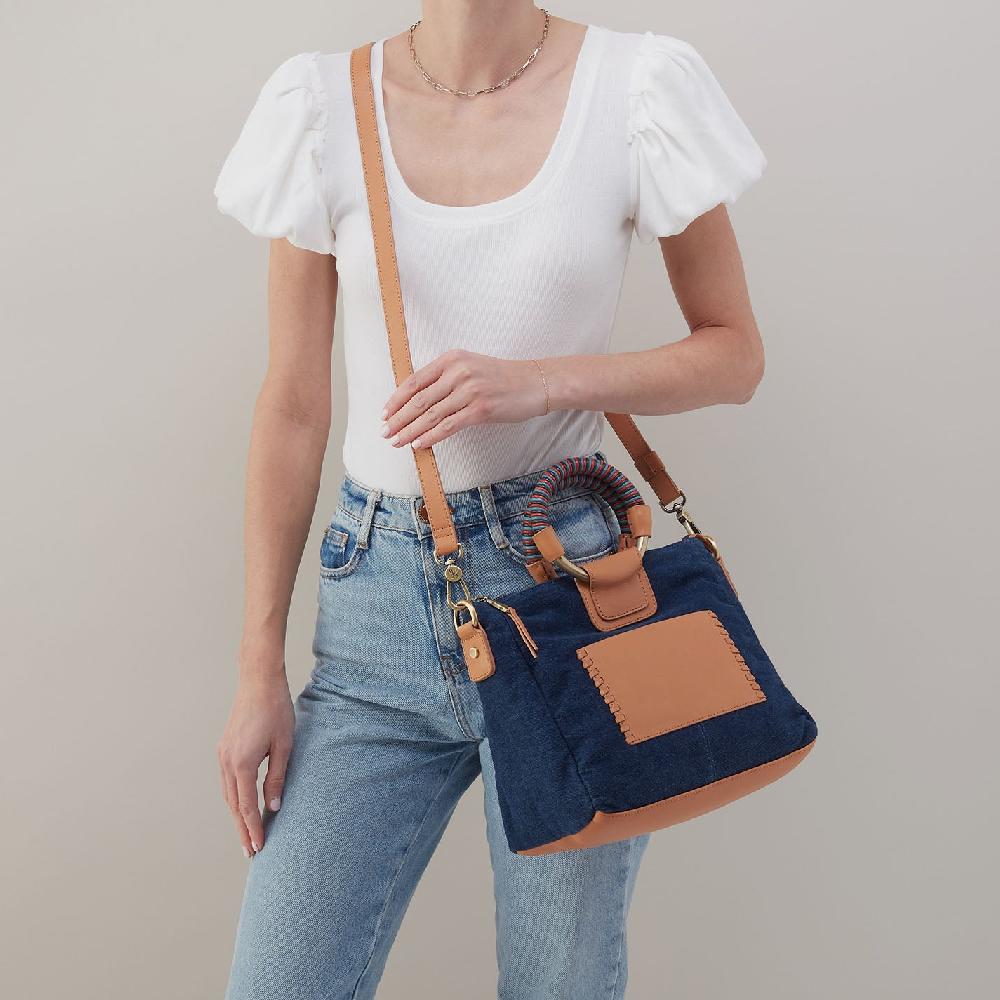 Hobo Sheila Medium Satchel Denim Fabric| Dark Denim
