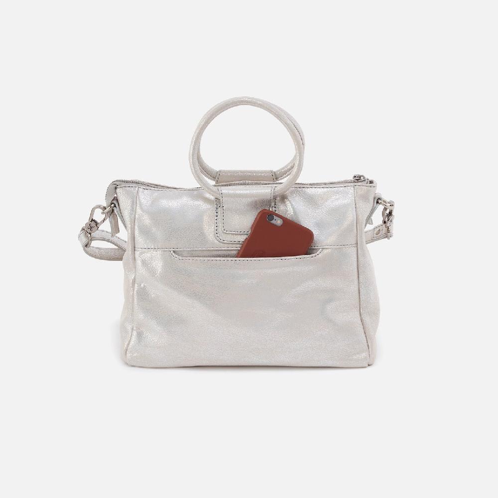 Hobo Sheila Medium Satchel Metallic Leather| Silver