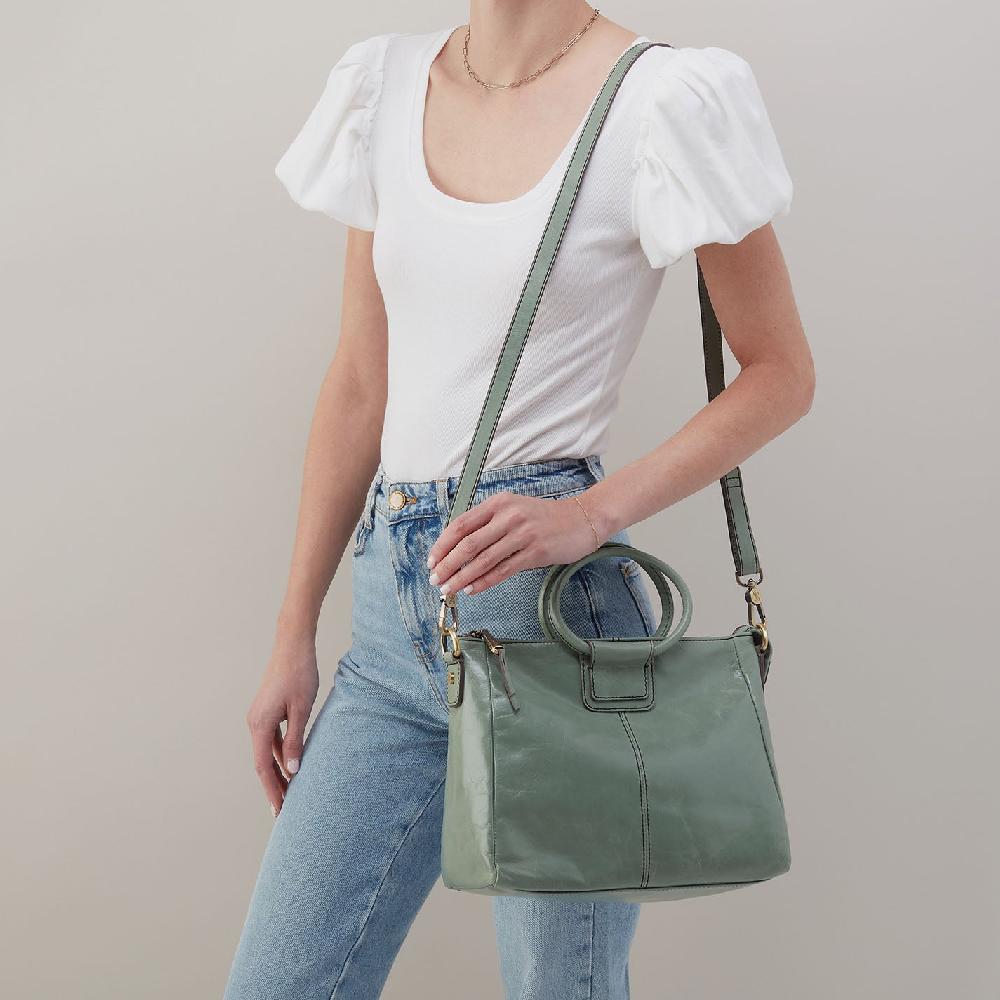 Hobo Sheila Medium Satchel Polished Leather| Jade