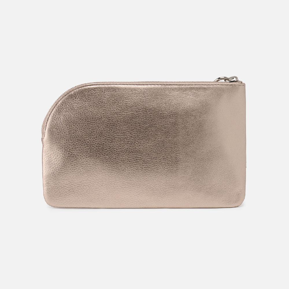 Hobo Tabby Wristlet Metallic Leather| Cameo Quartz