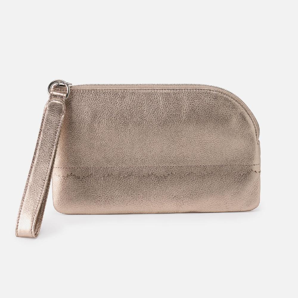 hobo Tabby Wristlet Metallic Leather| Cameo Quartz