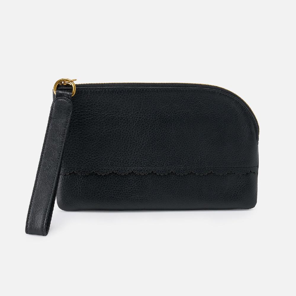 hobo Tabby Wristlet Pebbled Leather| Black