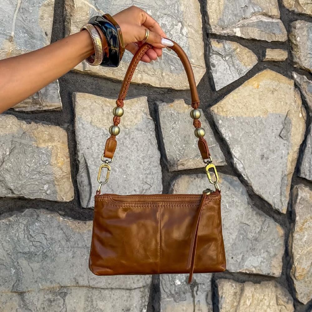 Hobo Tamborine Strap Polished Leather| Truffle