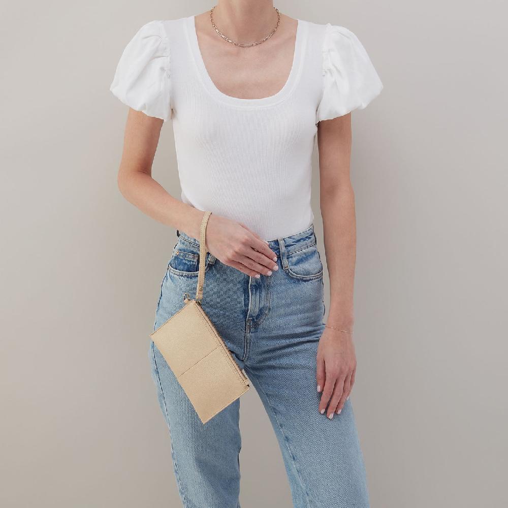 Hobo Vida Small Pouch Micro Pebbled Leather| Almond