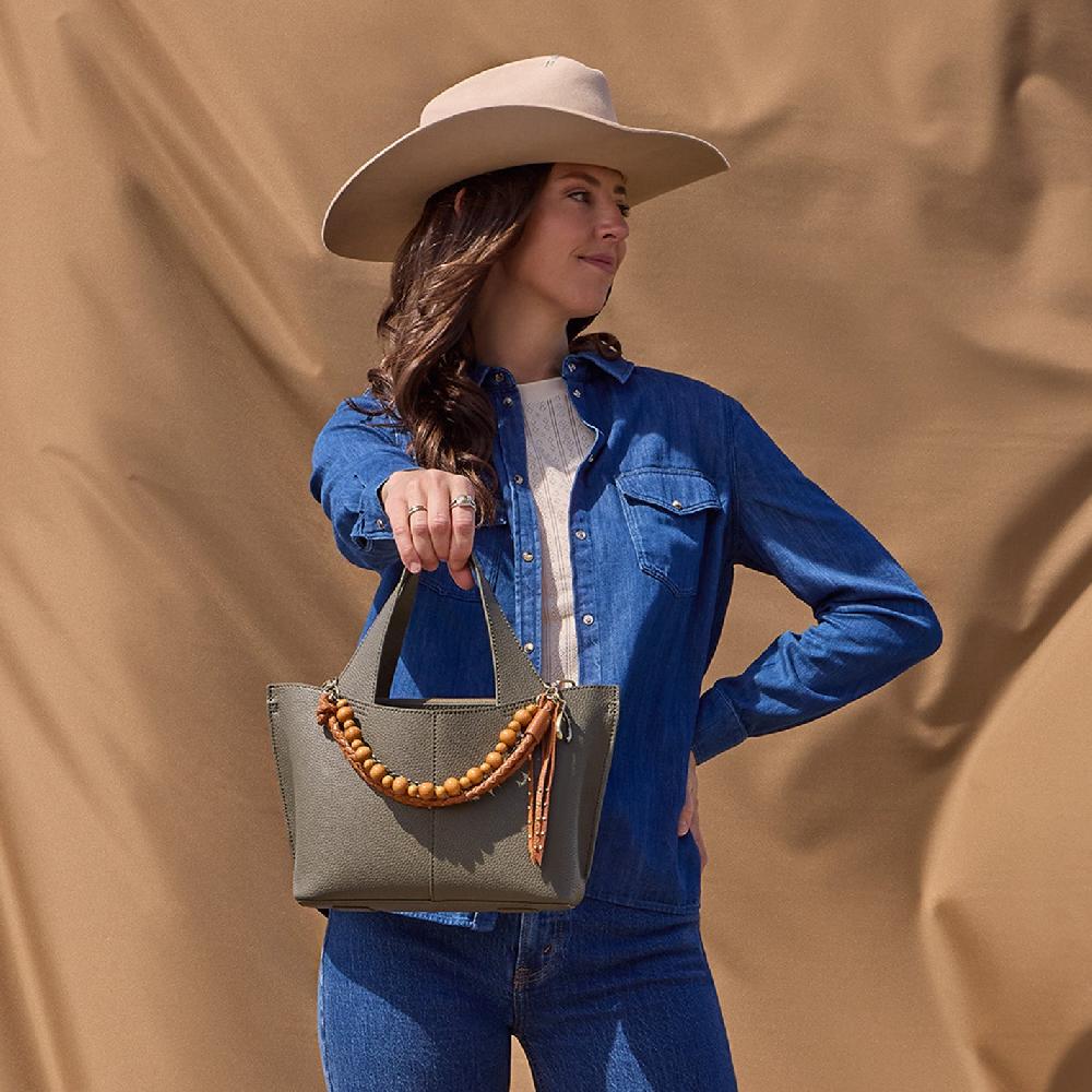 Hobo Wood Bead Bag Swag Pebbled Leather| Warm Honey