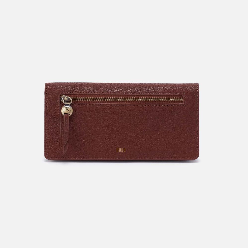 Hobo Hutton Large Wallet Micrograin Leather| Brown Bear