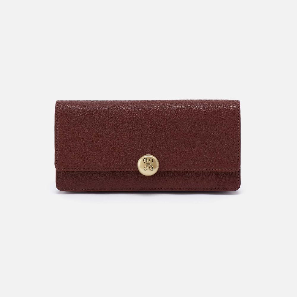 hobo Hutton Large Wallet Micrograin Leather| Brown Bear