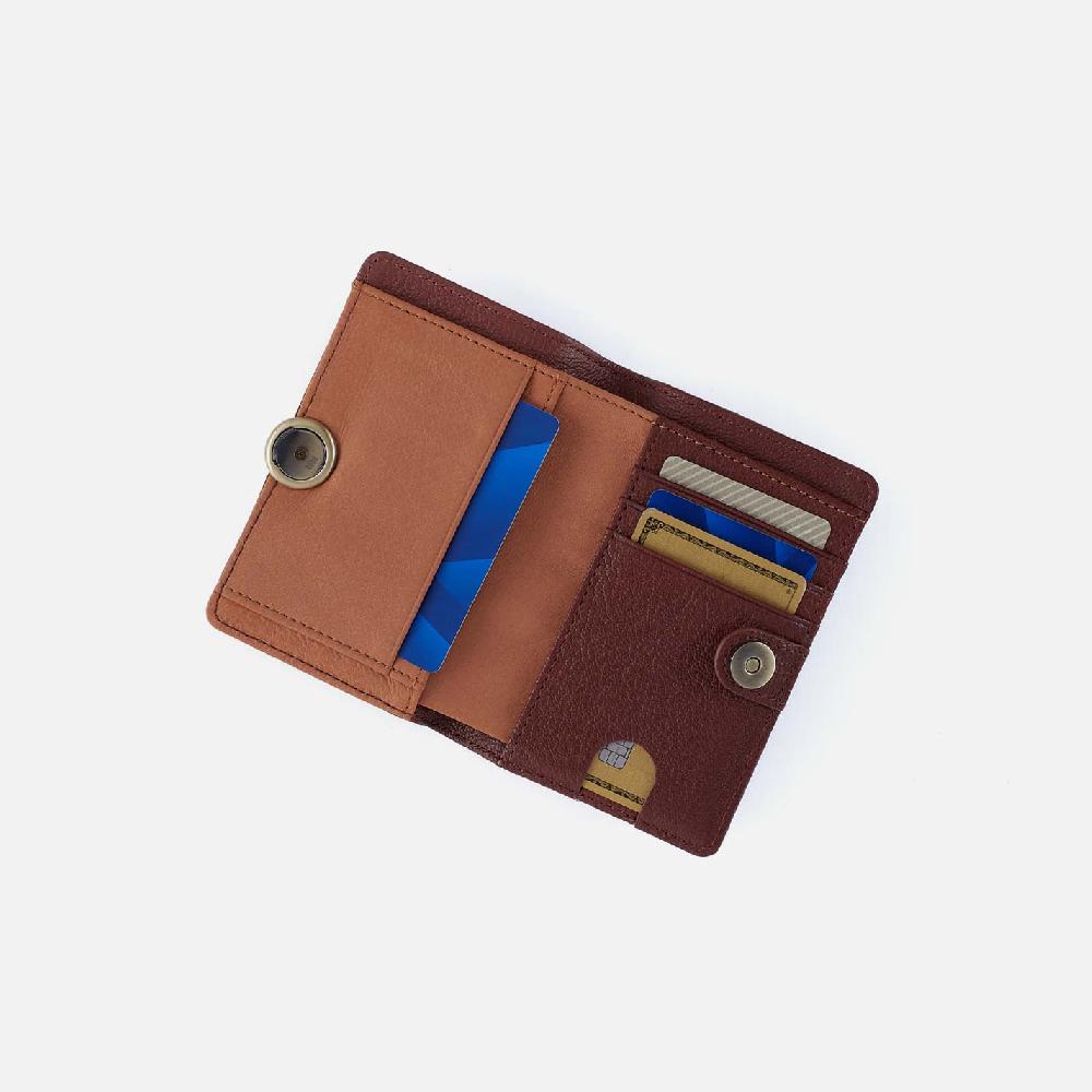 Hobo Hutton Small Wallet Micrograin Leather| Brown Bear