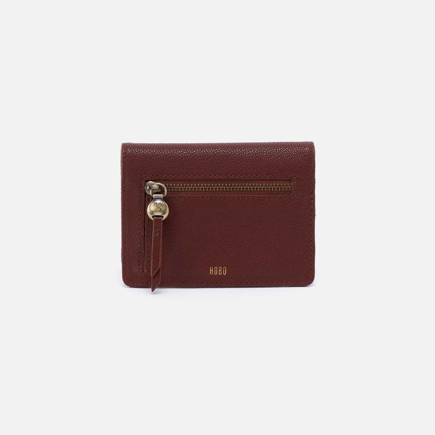 Hobo Hutton Small Wallet Micrograin Leather| Brown Bear