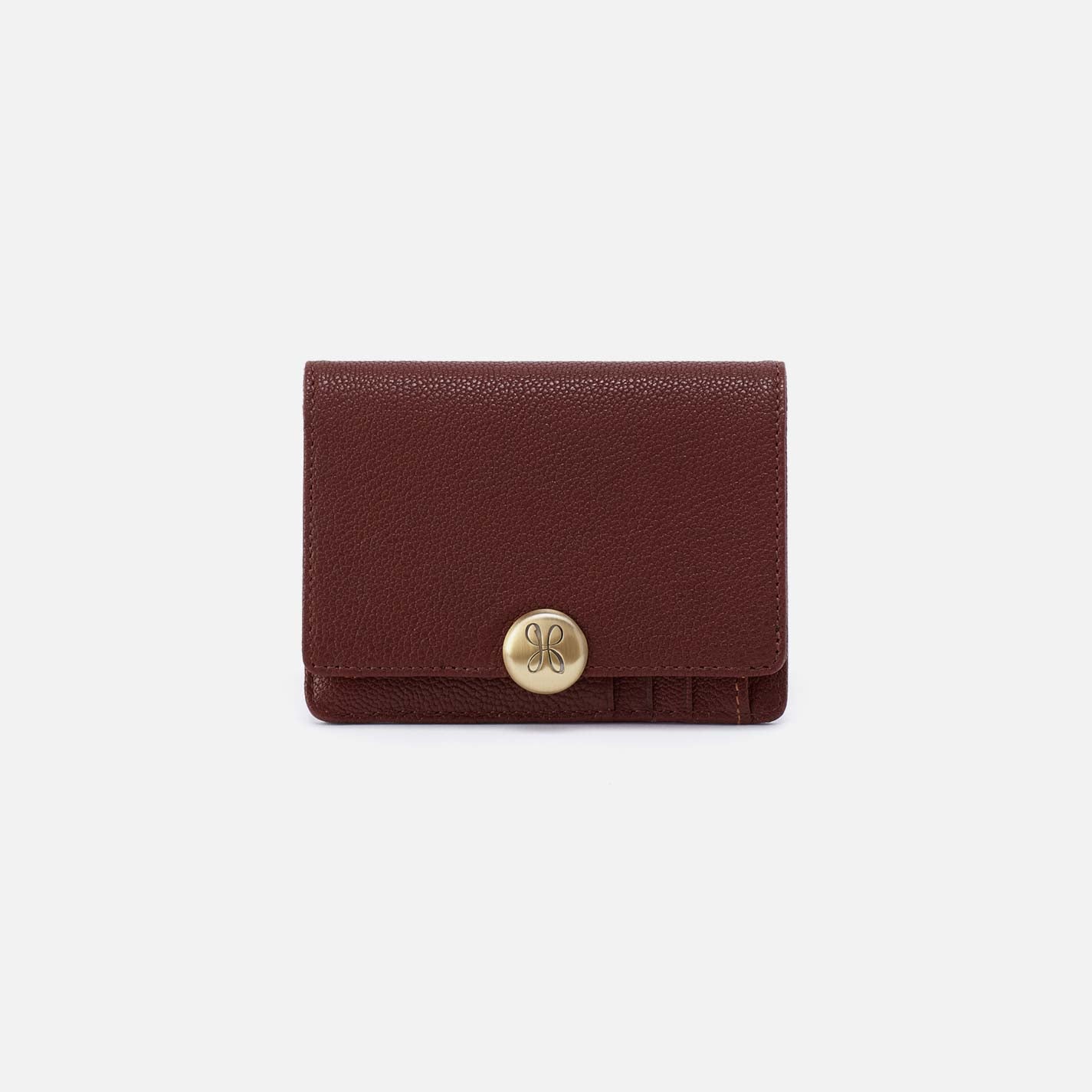 hobo Hutton Small Wallet Micrograin Leather| Brown Bear