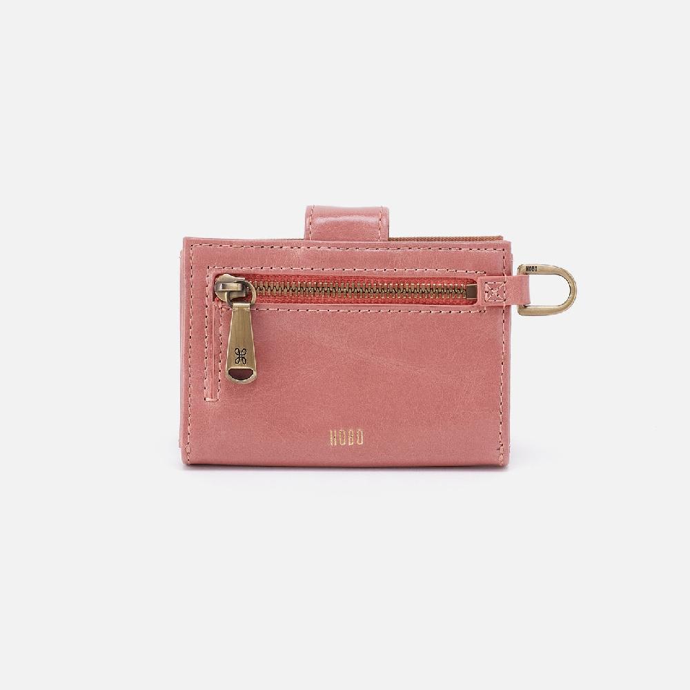 Hobo Jean Accordion Card Case Polished Leather| Rose